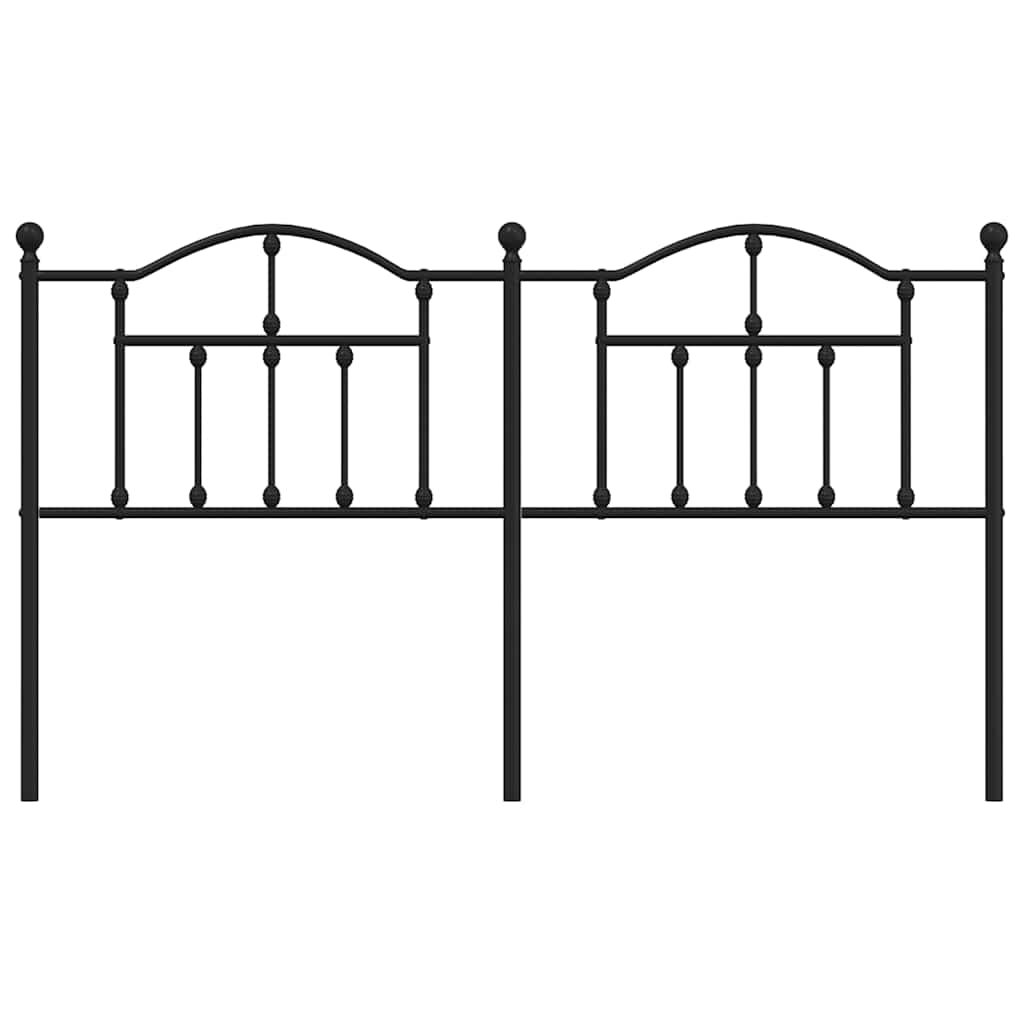 vidaXL Headboard | Black | Powder-coated Steel | Double Bed | Durable