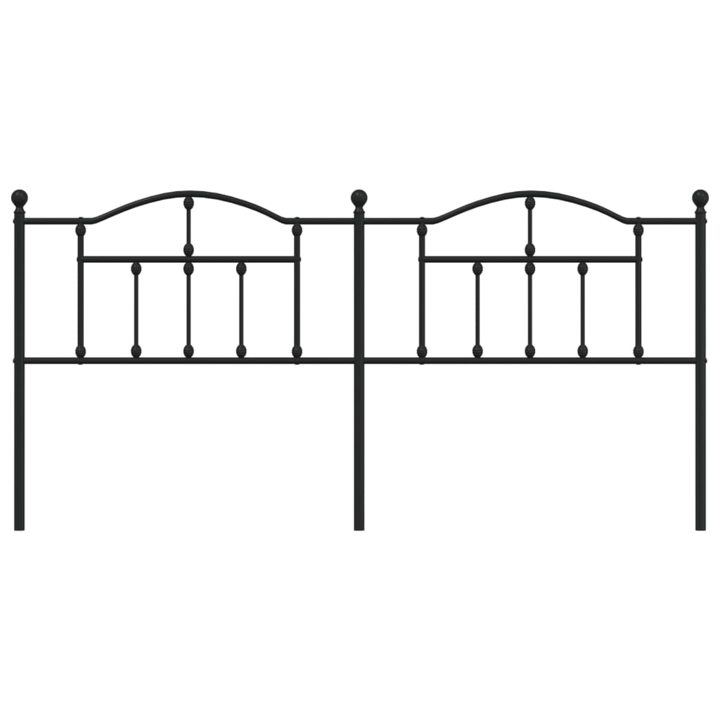 vidaXL Headboard | Black | Steel | Double | Durable | Headboard | Rectangular