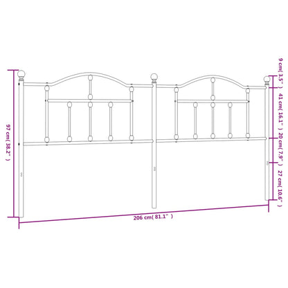 vidaXL Headboard | Black | Steel | Double | Durable | Headboard | Rectangular