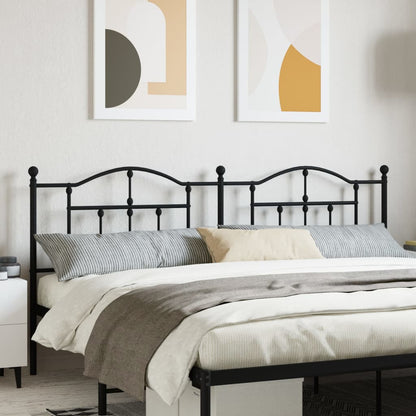 vidaXL Headboard | Black | Steel | Double | Durable | Headboard | Rectangular