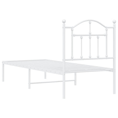 vidaXL Metal Bed Frame without Mattress with Headboard White 75x190cm