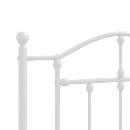 vidaXL Metal Bed Frame without Mattress with Headboard White 75x190cm