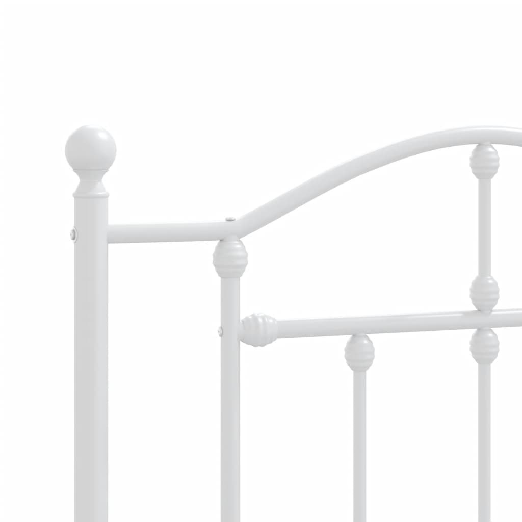vidaXL Metal Bed Frame without Mattress with Headboard White 80x200cm
