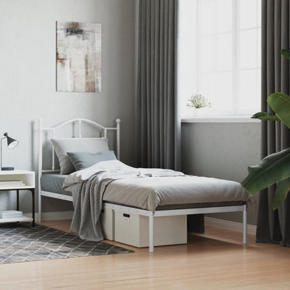 vidaXL Metal Bed Frame without Mattress with Headboard White 80x200cm