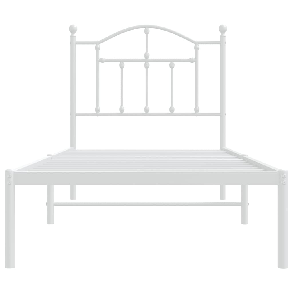 vidaXL Metal Bed Frame without Mattress with Headboard White 90x190cm