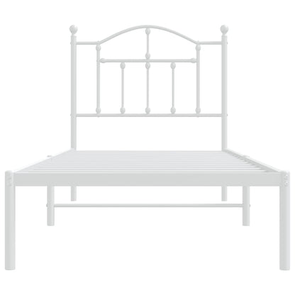 vidaXL Metal Bed Frame without Mattress with Headboard White 90x190cm
