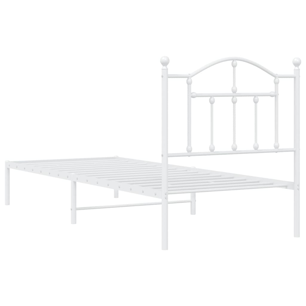 vidaXL Metal Bed Frame without Mattress with Headboard White 90x190cm