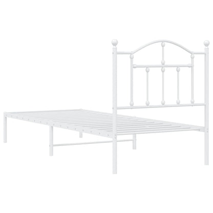 vidaXL Metal Bed Frame without Mattress with Headboard White 90x190cm