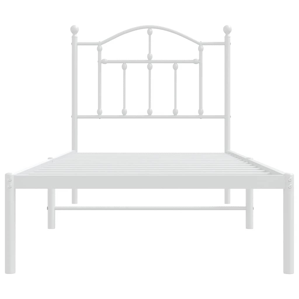vidaXL Metal Bed Frame without Mattress with Headboard White 90x200cm