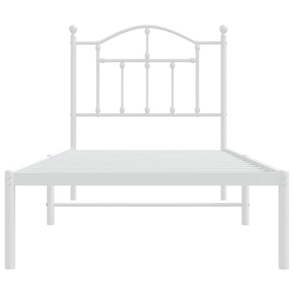 vidaXL Metal Bed Frame without Mattress with Headboard White 90x200cm