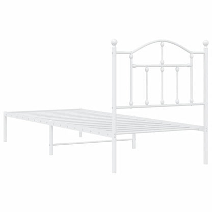 vidaXL Metal Bed Frame without Mattress with Headboard White 90x200cm