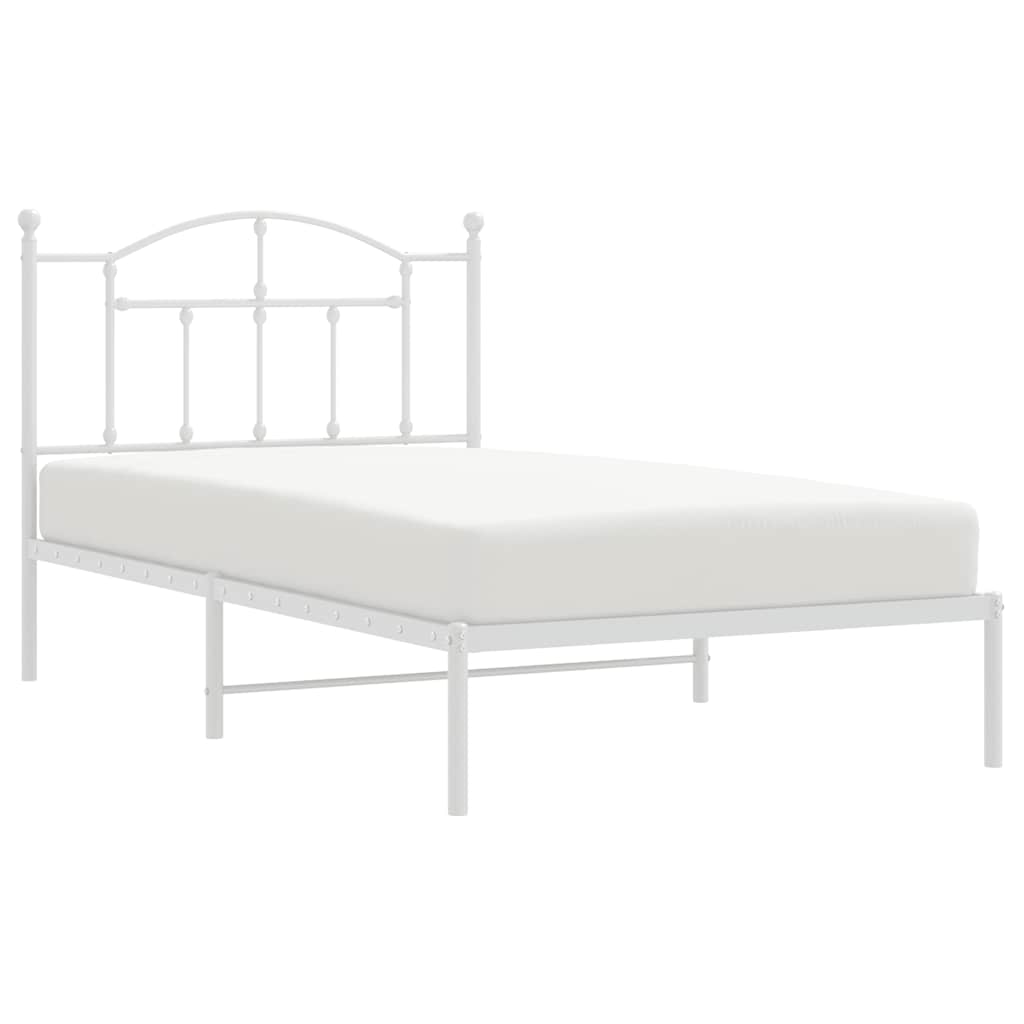 vidaXL Metal Bed Frame without Mattress with Headboard White 100x190cm