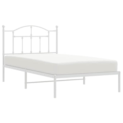vidaXL Metal Bed Frame without Mattress with Headboard White 100x190cm