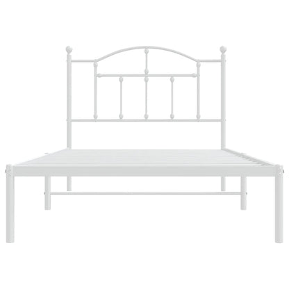 vidaXL Metal Bed Frame without Mattress with Headboard White 100x190cm