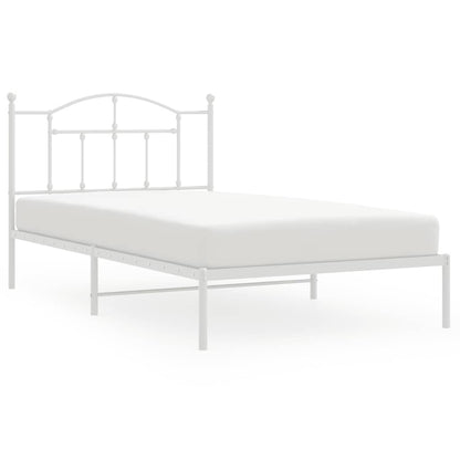 vidaXL Metal Bed Frame without Mattress with Headboard White 107x203cm