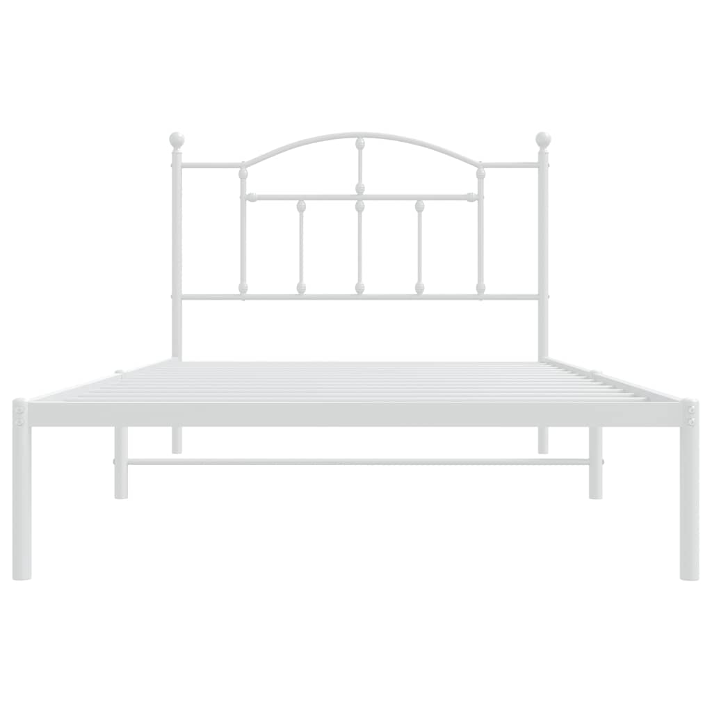 vidaXL Metal Bed Frame without Mattress with Headboard White 107x203cm