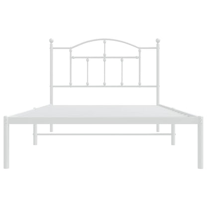 vidaXL Metal Bed Frame without Mattress with Headboard White 107x203cm