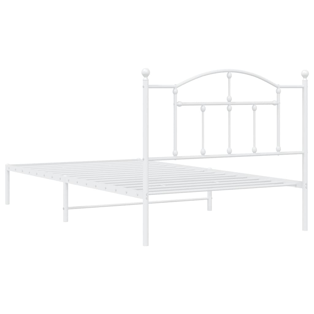 vidaXL Metal Bed Frame without Mattress with Headboard White 107x203cm
