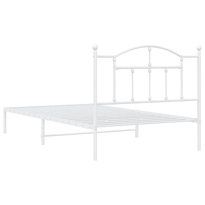 vidaXL Metal Bed Frame without Mattress with Headboard White 107x203cm