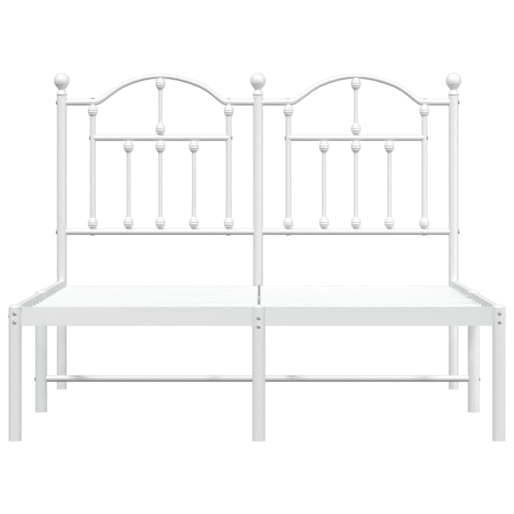 vidaXL Metal Bed Frame without Mattress with Headboard White 120x190cm