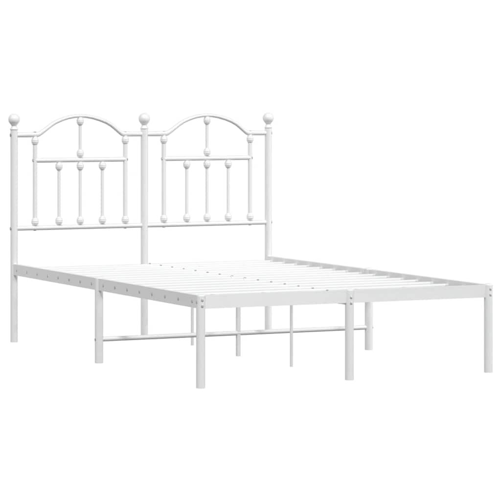 vidaXL Metal Bed Frame without Mattress with Headboard White 120x200cm