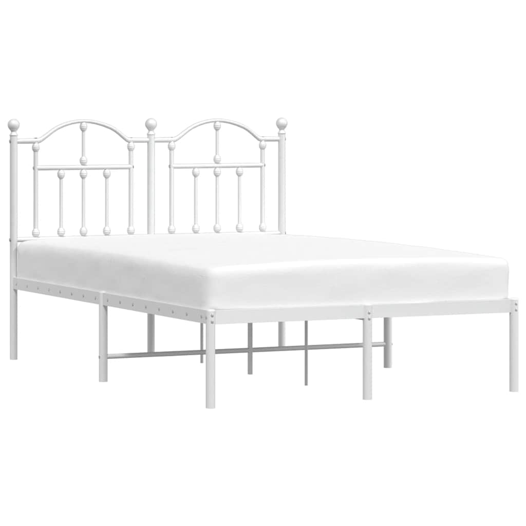 vidaXL Metal Bed Frame without Mattress with Headboard White 120x200cm