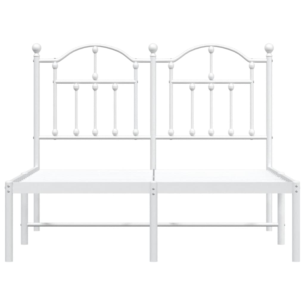 vidaXL Metal Bed Frame without Mattress with Headboard White 120x200cm