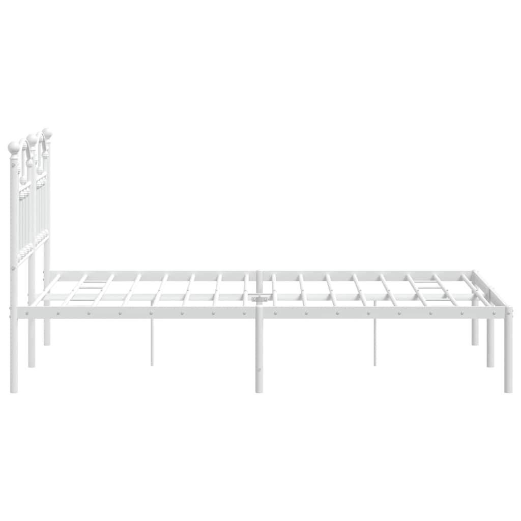 vidaXL Metal Bed Frame without Mattress with Headboard White 120x200cm