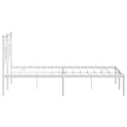 vidaXL Metal Bed Frame without Mattress with Headboard White 120x200cm