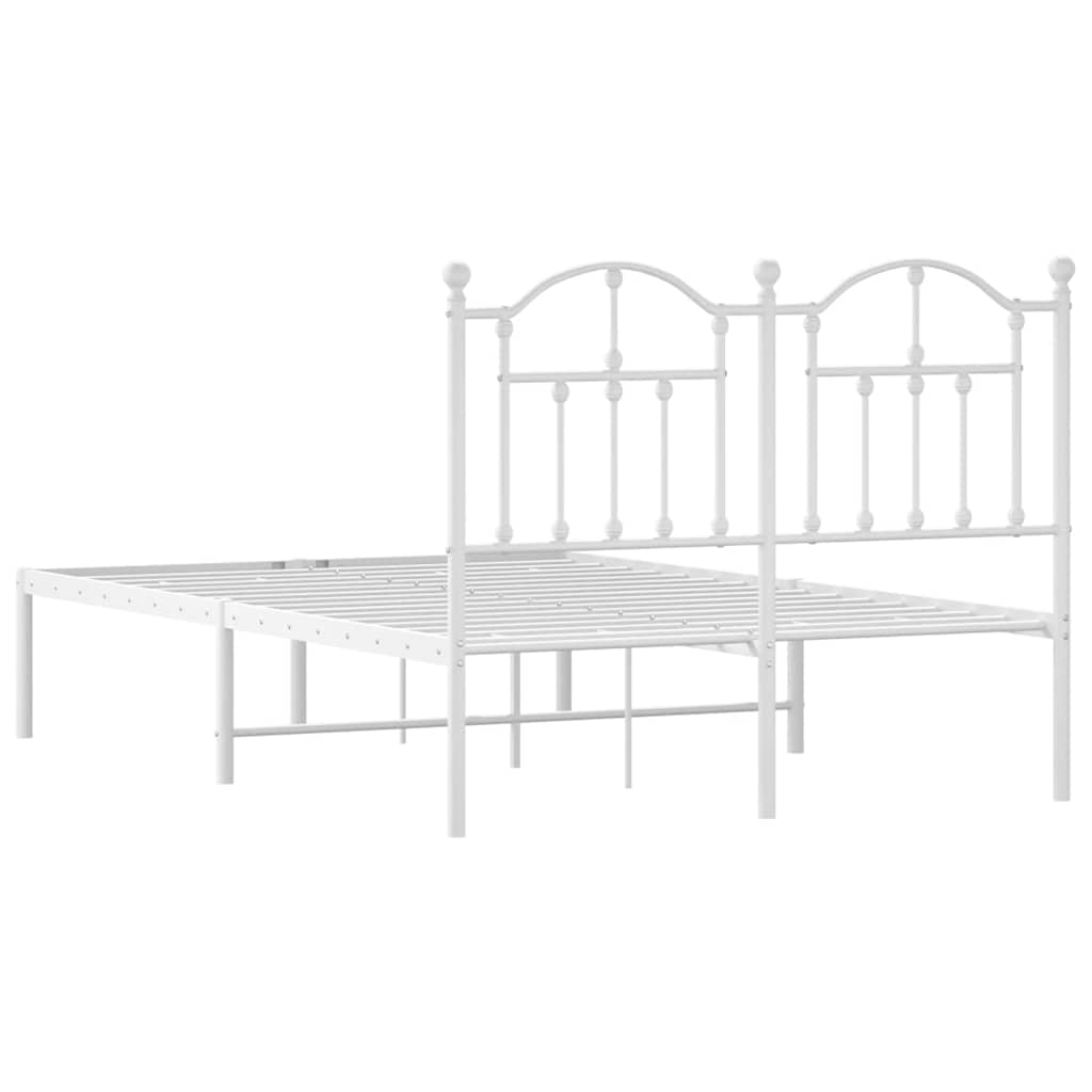 vidaXL Metal Bed Frame without Mattress with Headboard White 120x200cm