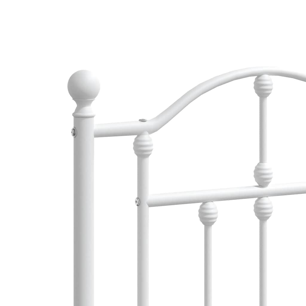 vidaXL Metal Bed Frame without Mattress with Headboard White 120x200cm