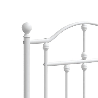 vidaXL Metal Bed Frame without Mattress with Headboard White 120x200cm