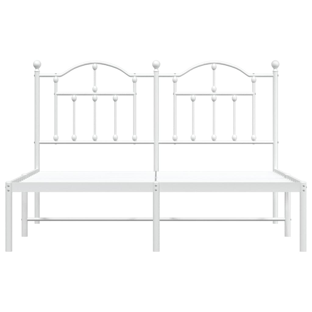 vidaXL Metal Bed Frame without Mattress with Headboard White 135x190cm