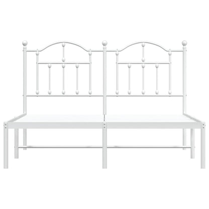 vidaXL Metal Bed Frame without Mattress with Headboard White 135x190cm