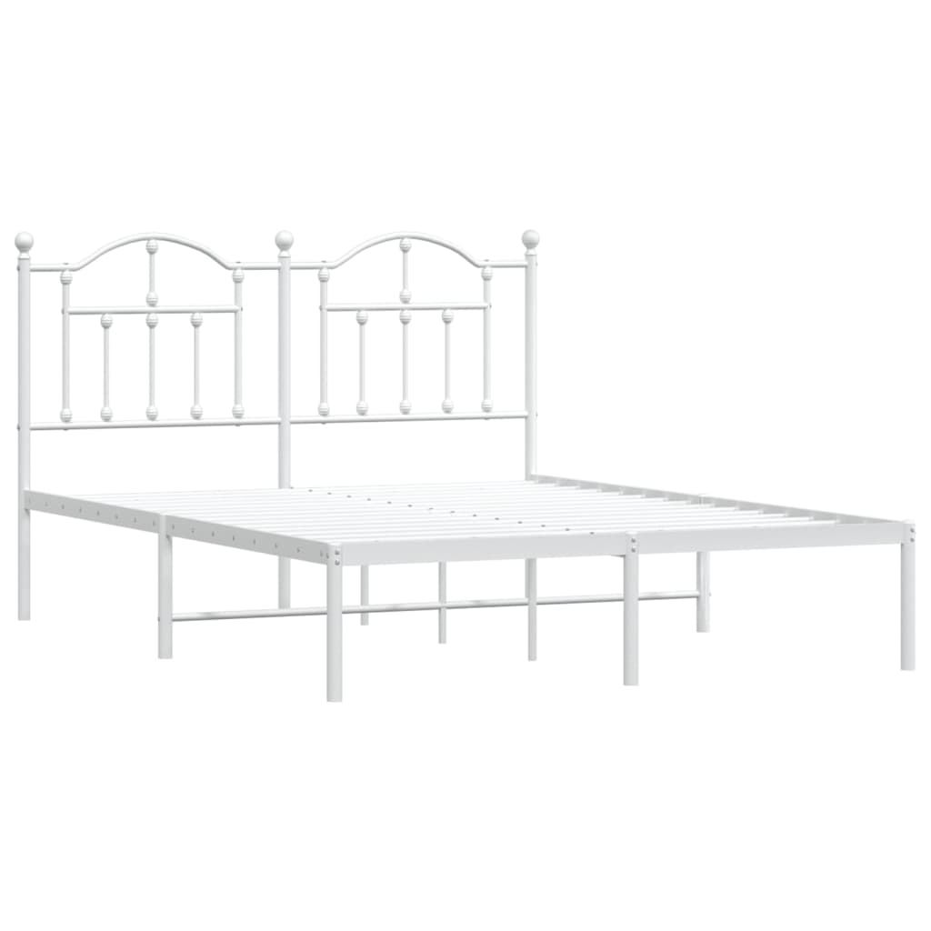 vidaXL Metal Bed Frame without Mattress with Headboard White 140x190cm