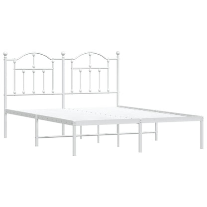 vidaXL Metal Bed Frame without Mattress with Headboard White 140x190cm