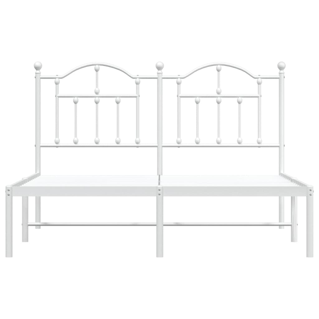 vidaXL Metal Bed Frame without Mattress with Headboard White 140x190cm