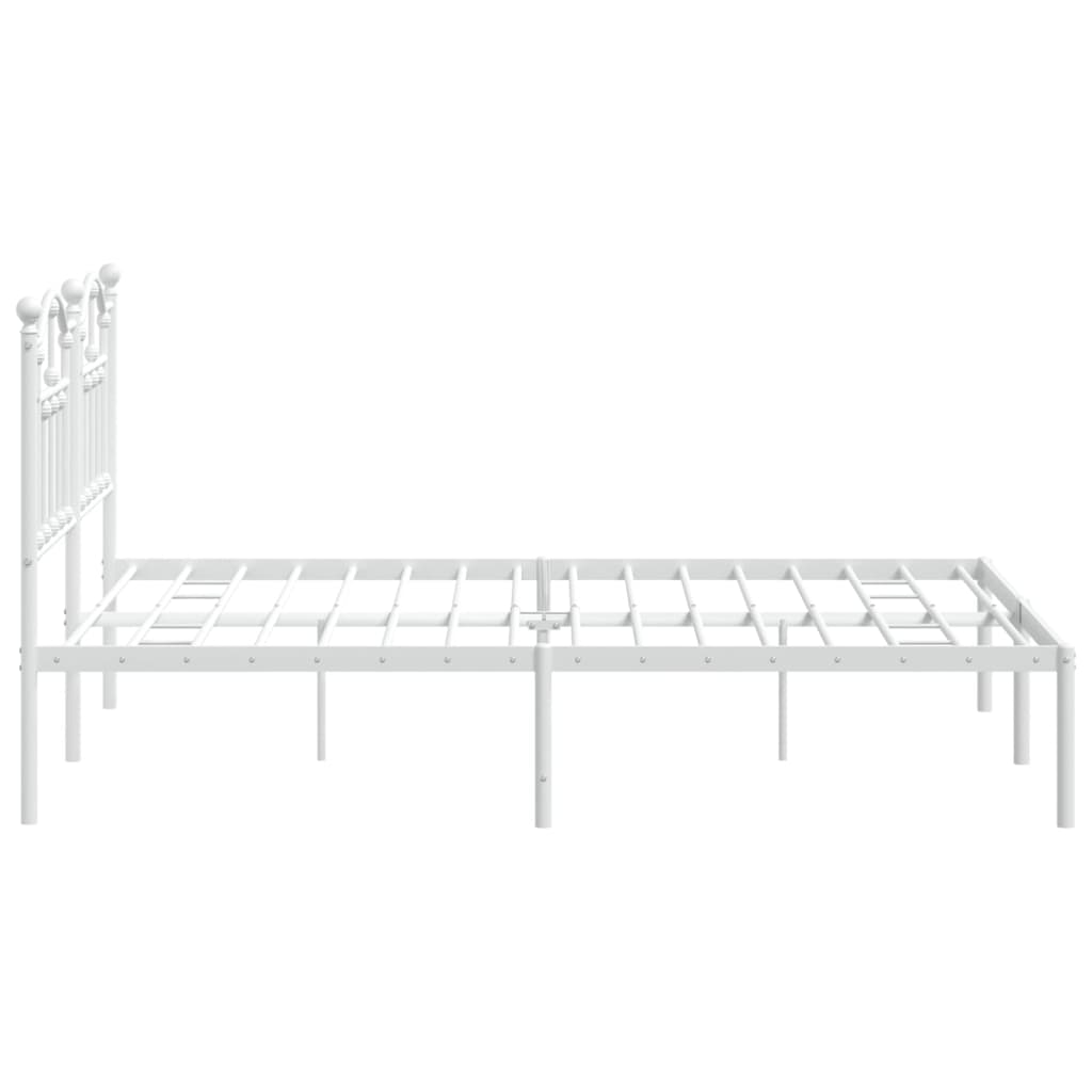 vidaXL Metal Bed Frame without Mattress with Headboard White 140x190cm