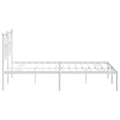 vidaXL Metal Bed Frame without Mattress with Headboard White 140x190cm