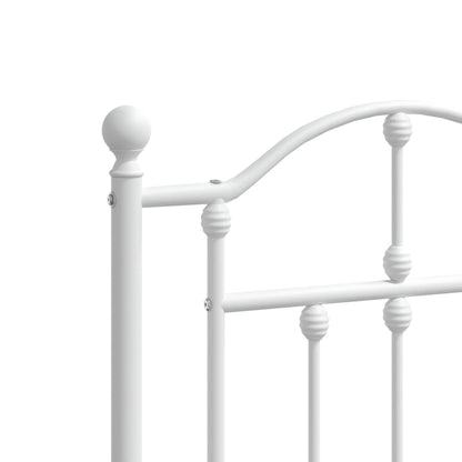 vidaXL Metal Bed Frame without Mattress with Headboard White 140x190cm