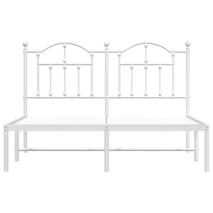 vidaXL Metal Bed Frame without Mattress with Headboard White 140x200cm