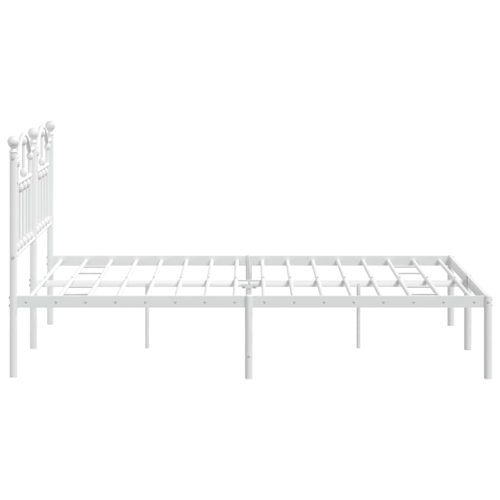 vidaXL Metal Bed Frame without Mattress with Headboard White 140x200cm