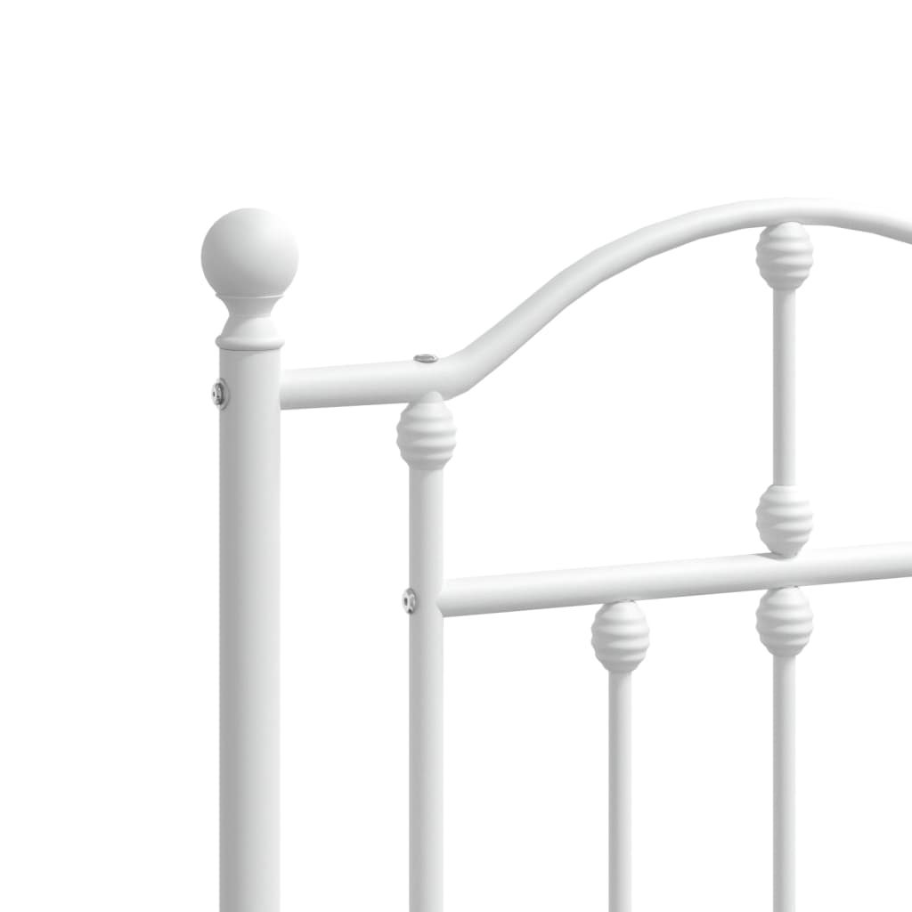 vidaXL Metal Bed Frame without Mattress with Headboard White 140x200cm