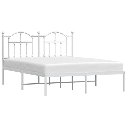 vidaXL Metal Bed Frame without Mattress with Headboard White 150x200cm