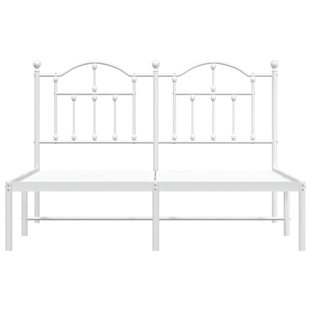 vidaXL Metal Bed Frame without Mattress with Headboard White 150x200cm