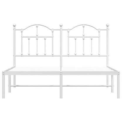 vidaXL Metal Bed Frame without Mattress with Headboard White 150x200cm