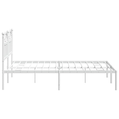 vidaXL Metal Bed Frame without Mattress with Headboard White 150x200cm