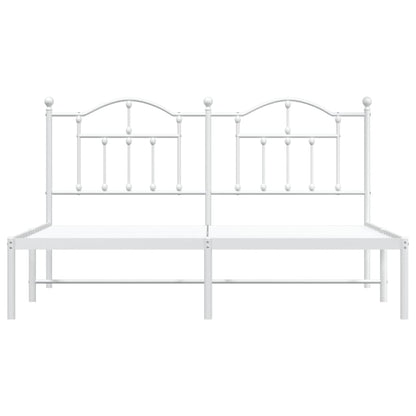 vidaXL Metal Bed Frame without Mattress with Headboard White 180x200cm