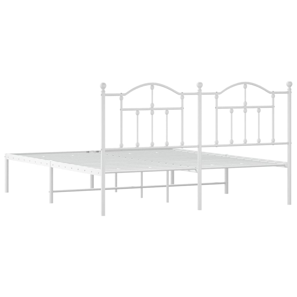 vidaXL Metal Bed Frame without Mattress with Headboard White 180x200cm