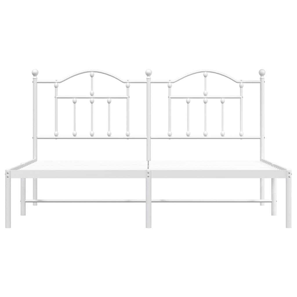 vidaXL Metal Bed Frame without Mattress with Headboard White 183x213cm